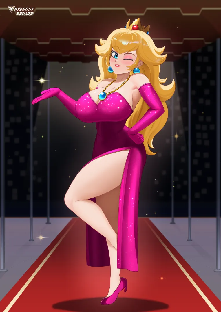 Peach wearing her All-Stars ad dress (byghosteduard)