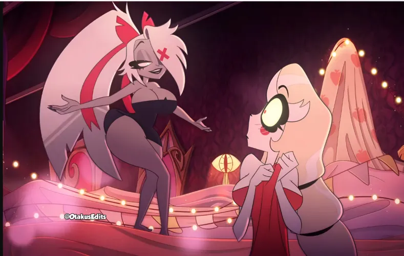 Vaggie with Charlie in the intimacy scene between the two in season 2 finds the differences with the original scene (otakusedits)