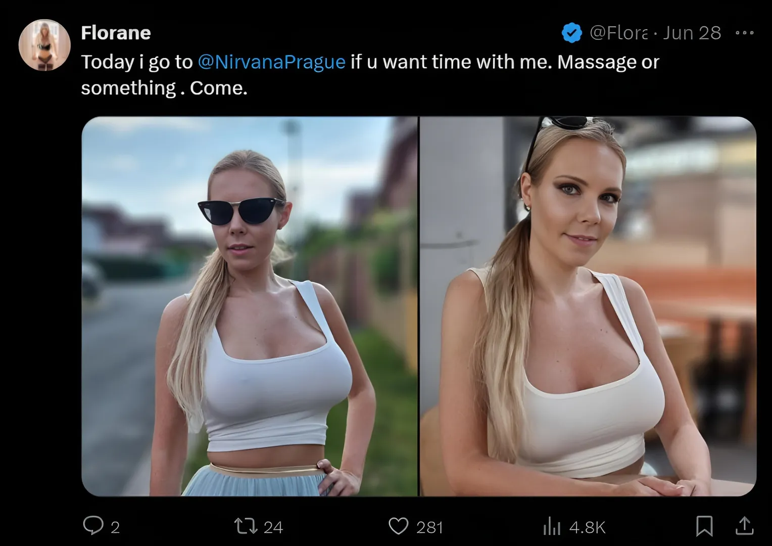 Visit Florane Russell at Nirvana Club in Prague, Czech Republic