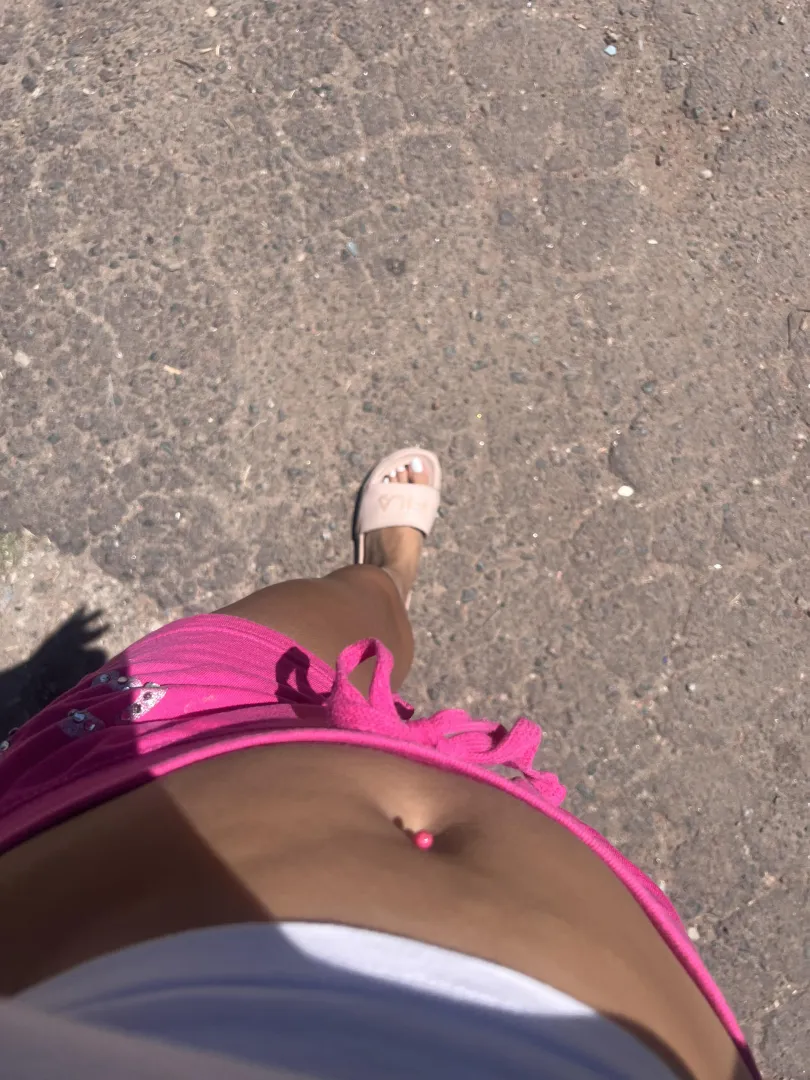 Walking around with my belly out! The neighbors don't look at me. Like you guys here.