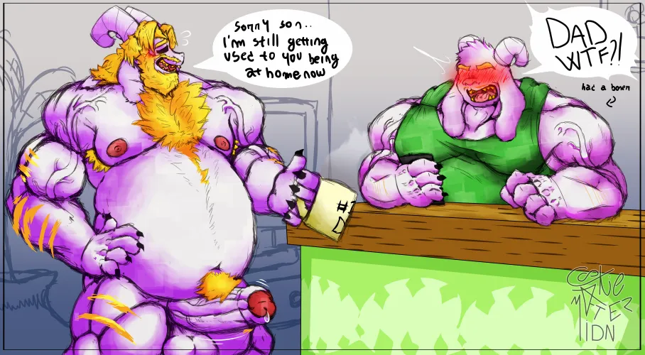 With Asriel now back in, his old Asgore is having a hard time to readapt! ~w~ (cookieaftermidn)