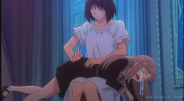 Blue Reflection Ray/澪 - Shino Mizusaki Spanking OTK from her mom Mrs. Mizusaki.