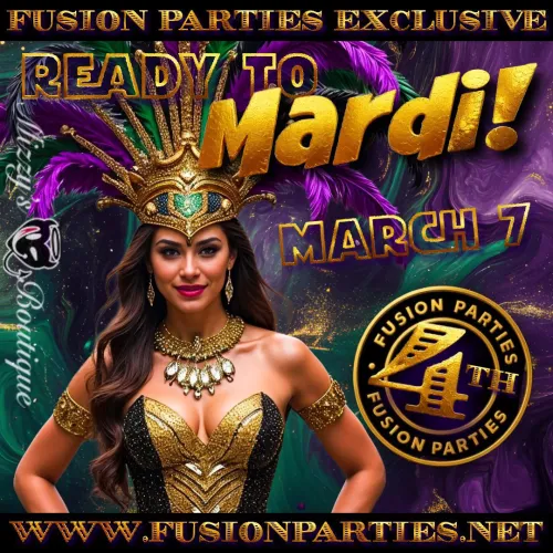 Calling Stylish Couples & Single Females — Fusion’s Mardi Gras Anniversary Party, March 7th in New Hampshire