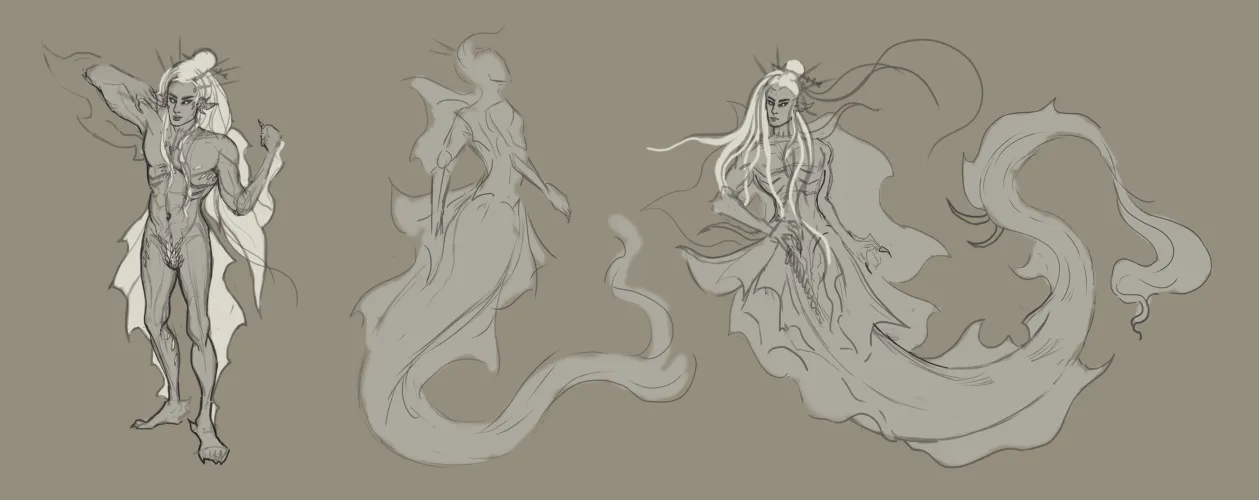 (Gods Are Real) Journey To The North Bai Yu Concept Art WIP, by Me