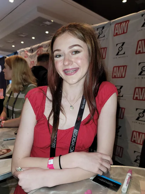 [Iris Copeland, 18]. Look who I found at Adult Entertainment Expo in Las Vegas. Brand new. Tiny, braces, just gorgeous. Shoots first scene with ExCoGi next week. Her first AEE. She already rocks my cock!