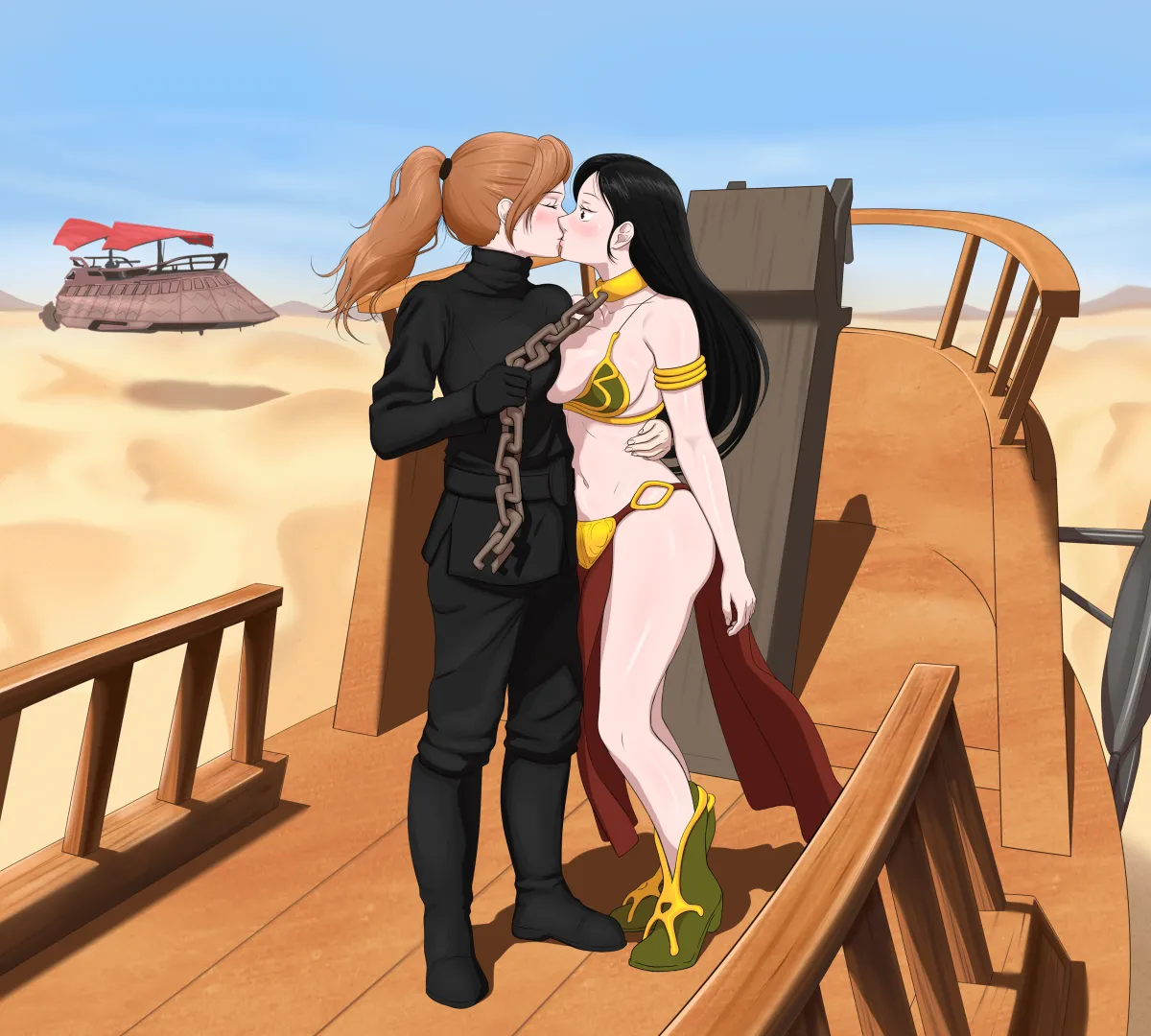 Slave Tifa Lockhart and Jedi Knight Aerith Gainsborough (commissioned by me, art by Nic0_Robin69)