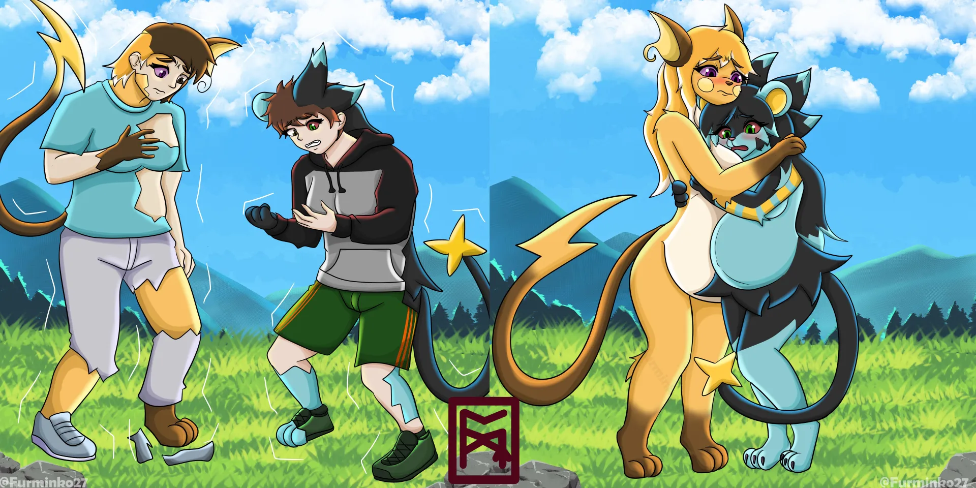 YCH TF Pokemon:Gotta catch'em all: Luxray x Raichu Furminko27 Art by me