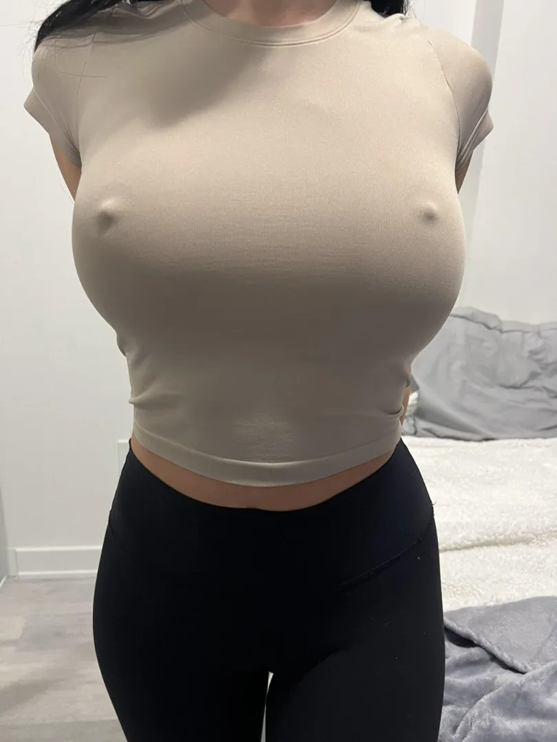 Babe I'm wearing this tonight okay? It's just the boys right? I'm sure they won't notice my nipples in this shirt, you are overthinking it!