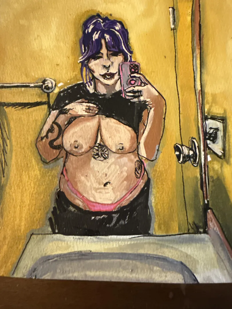 “Bathroom Selfie” acrylic marker by me