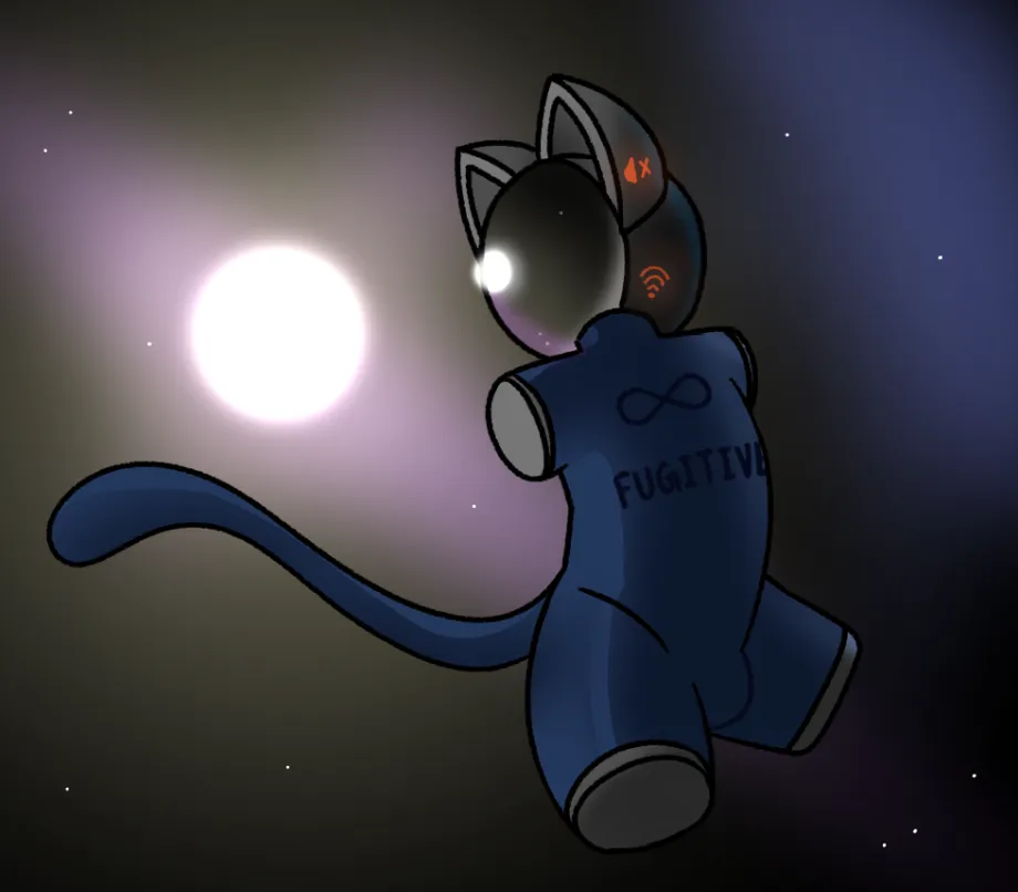 Femboy Fugitive Stranded in Space (OC) (Art by me!)