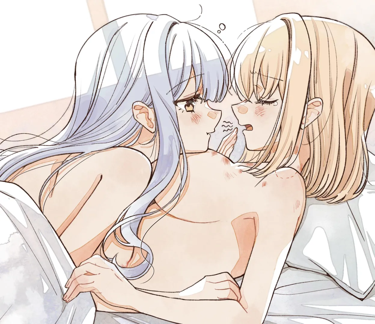Sakiko leaving hickies on Uika’s breasts [BanG Dream!] (くもり)