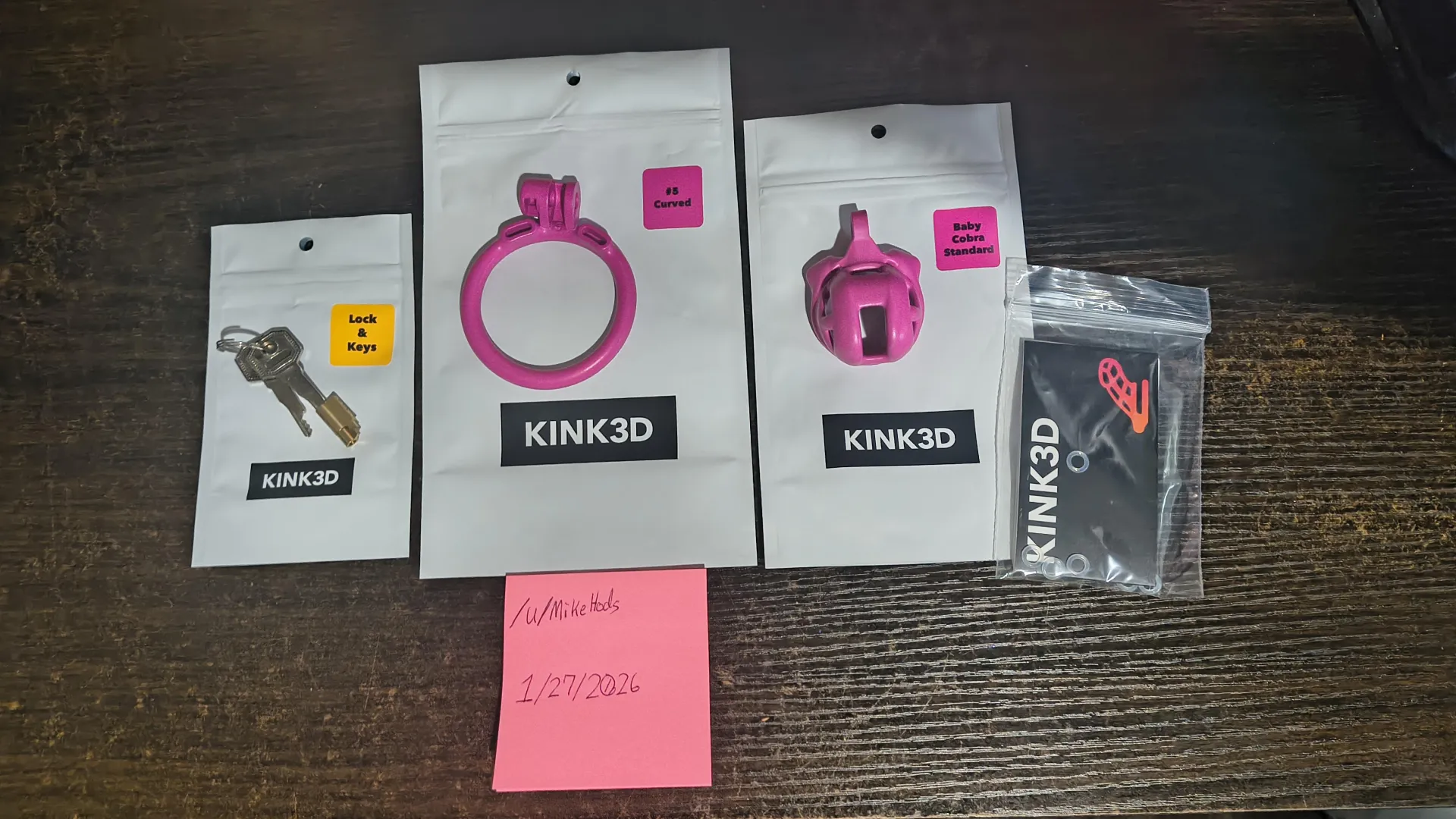 [US][IN] Baby Cobra & Size 5, curved ring (pink) - brand new