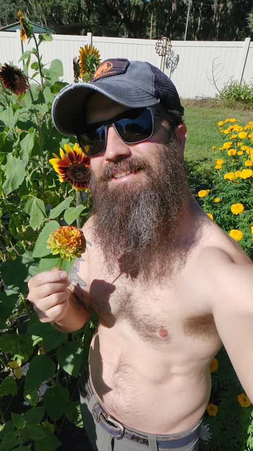 Getting some sun out in the field.