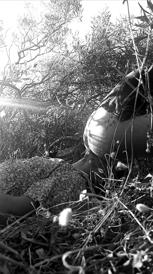 My bf sits on my face in the bushes