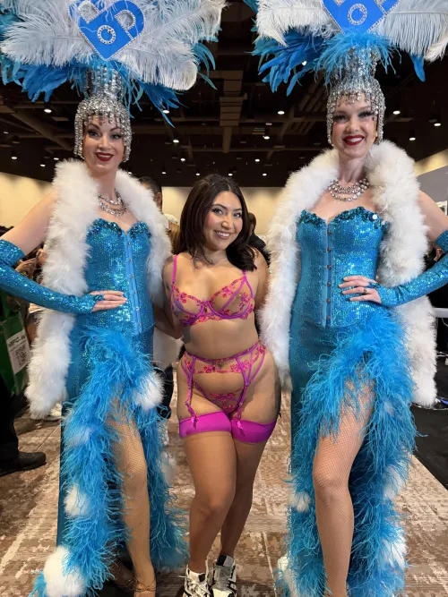 Posing at AVN in my honey birdette