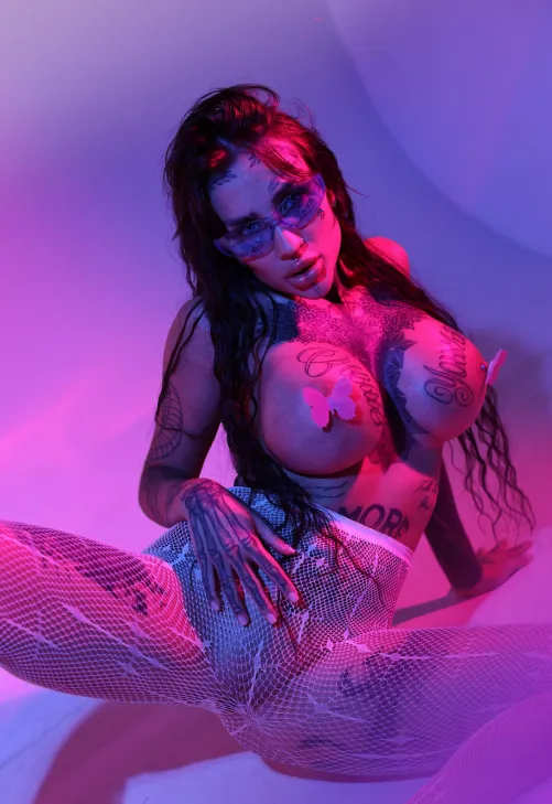 Tattooed pussy spread wide open just for you