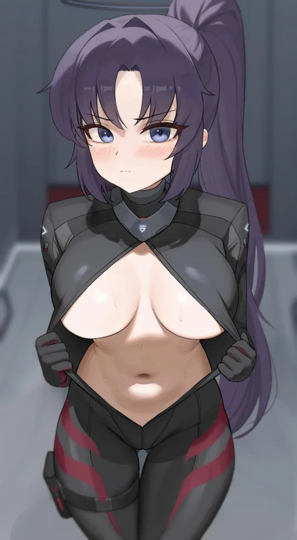 Yuuka wearing Rio's Bodysuit