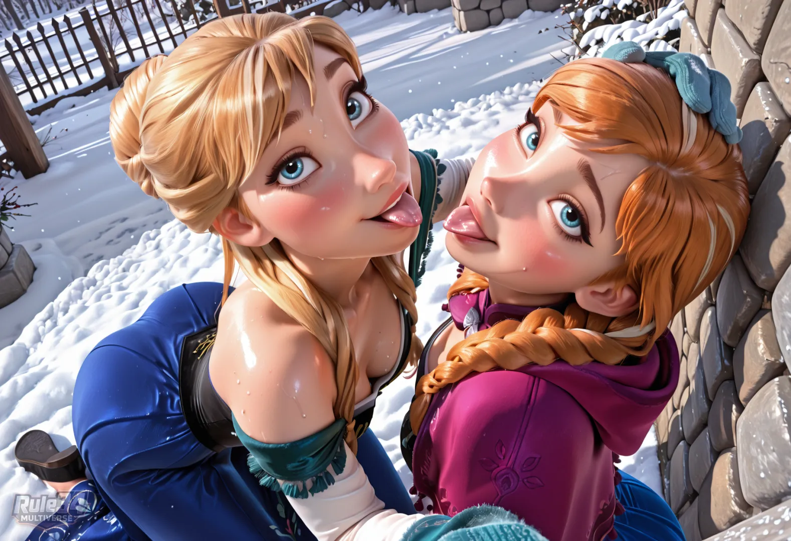 Anna and Elsa kissing