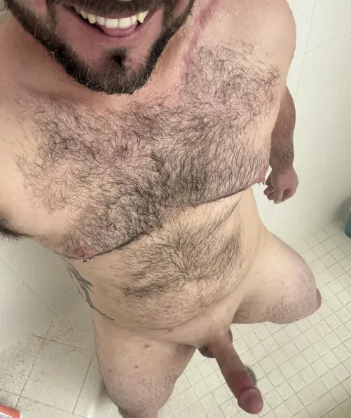 Hiding in the shower to keep warm