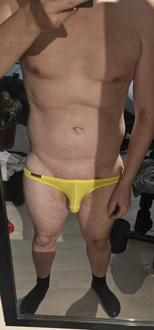 Yellow swim briefs