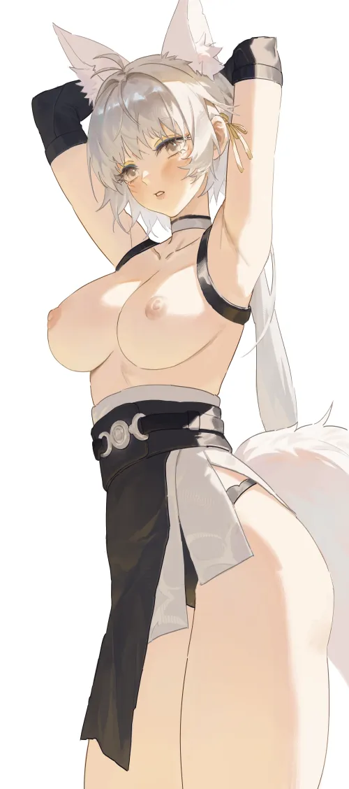 My new artwork , i draw foxgirl cosplay as rover from wuwa