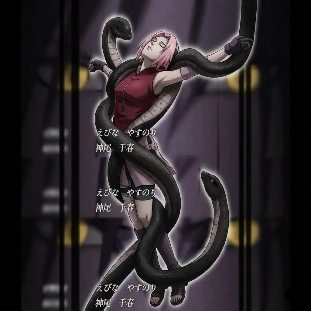 Sakura’s body is getting taken over by orochimaru