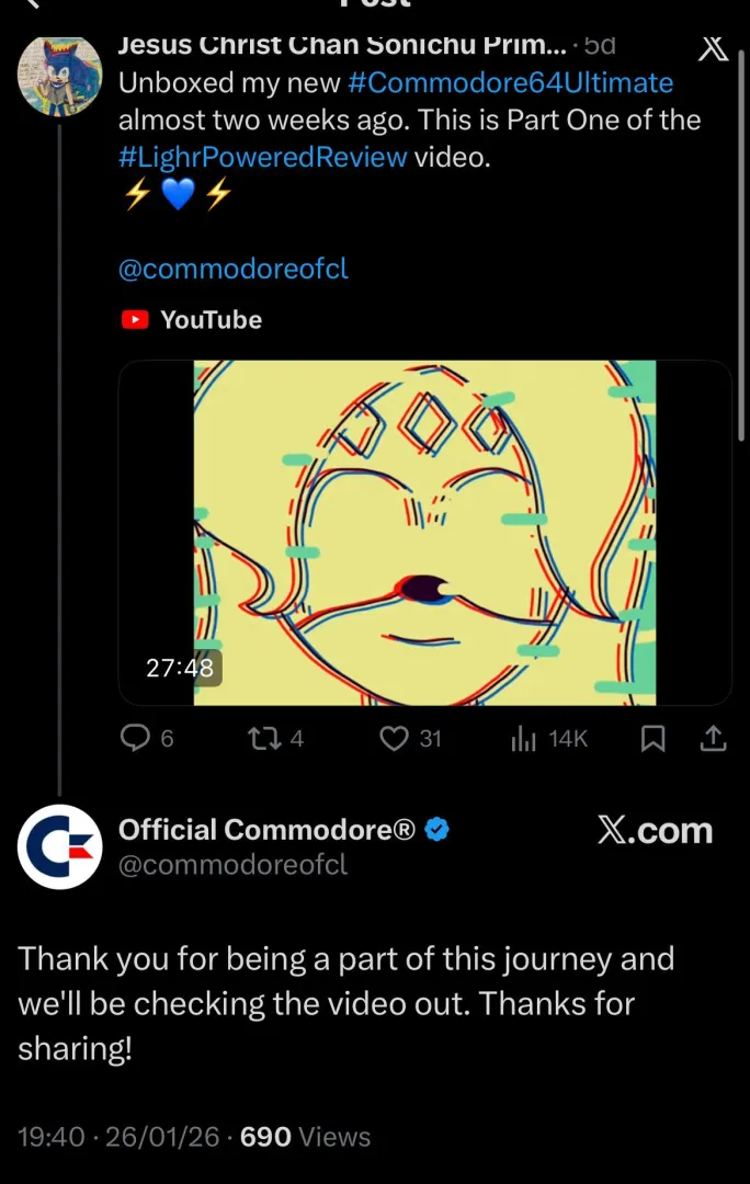 Commodore apparently doesn’t check who they respond to.