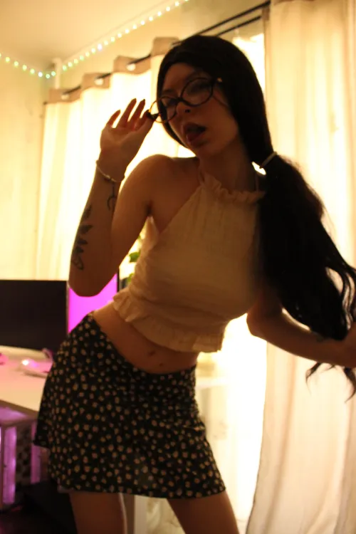 Geeky girl already in lobby and waiting for u...