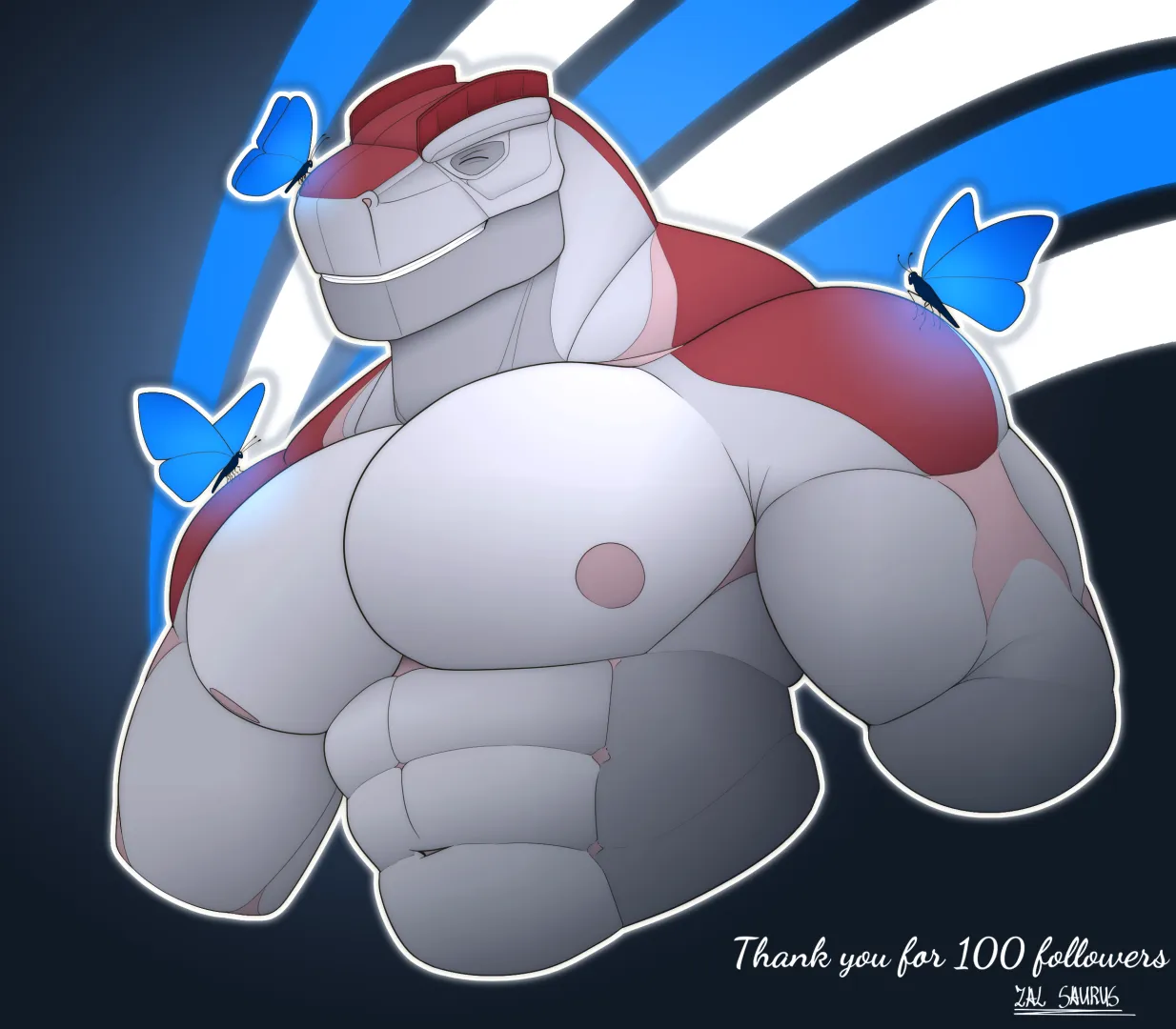 100 Followers Celebration - Bluesky (artist: me, @ZalSaurus)
