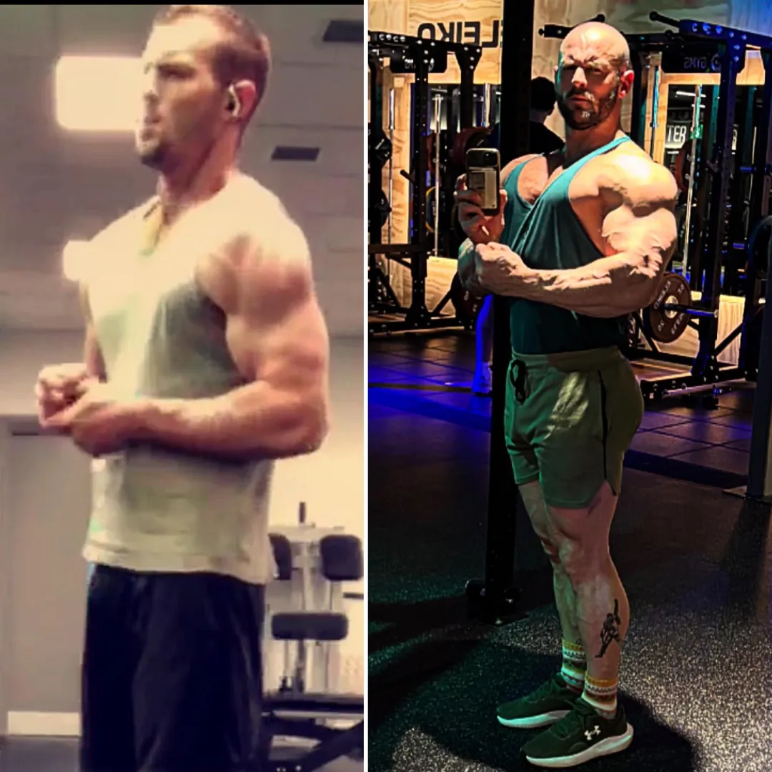 2020 ( 72kg/obvs natty  )( 2 years training ) V 2026 ( 97kg, NOT natty - obvs)