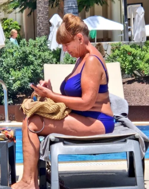 Granny by the pool.