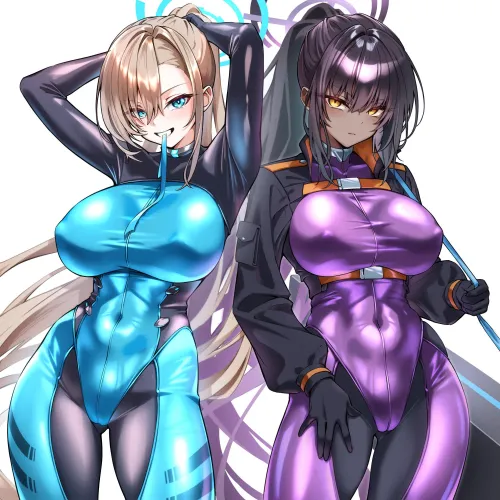 Asuna and Karin cosplaying (Blue Archive)