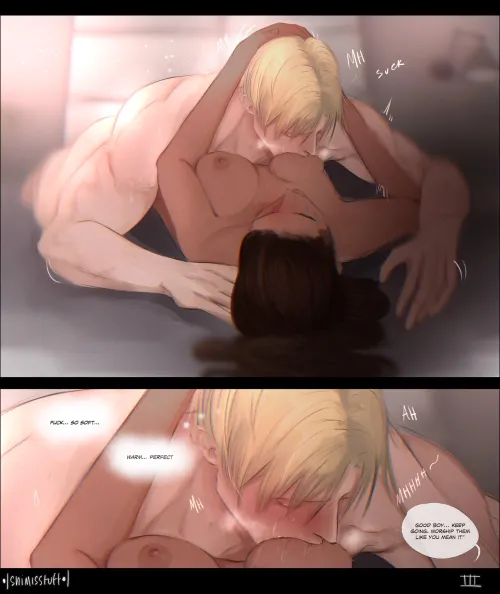 Every girl deserves a good boy who sucks her tiddies like they're sacred :3 art by @shimisstuff