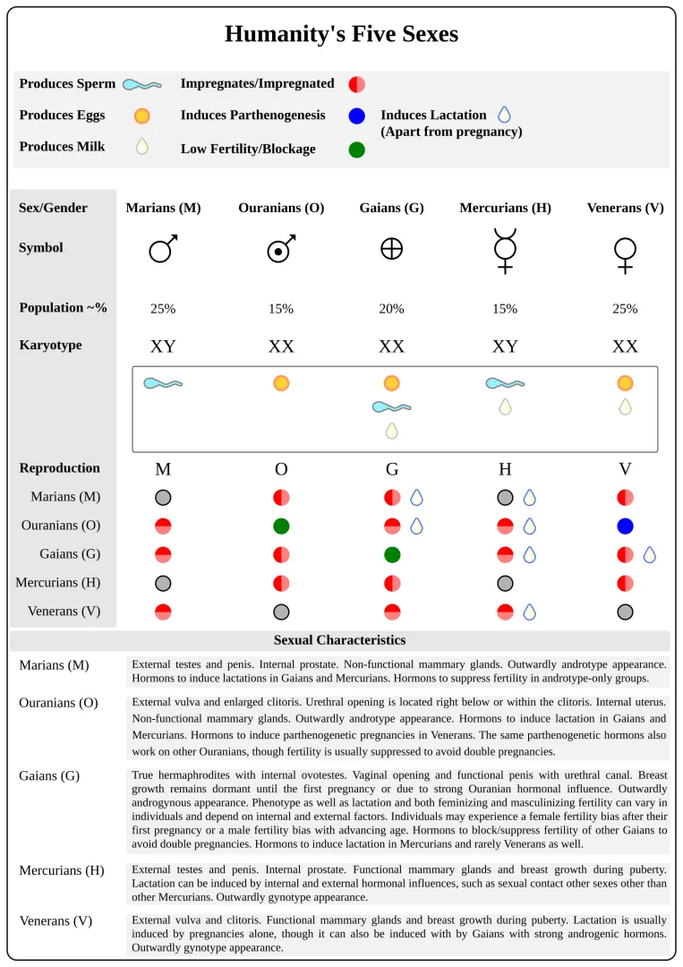 Humans with five sexes