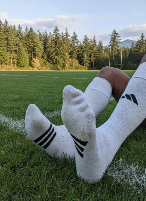 Selling my knee-high Adidas socks, have seen a week of intense rugby practice. Perfectly worn in just how you like it! Perfect for adding to your collection.