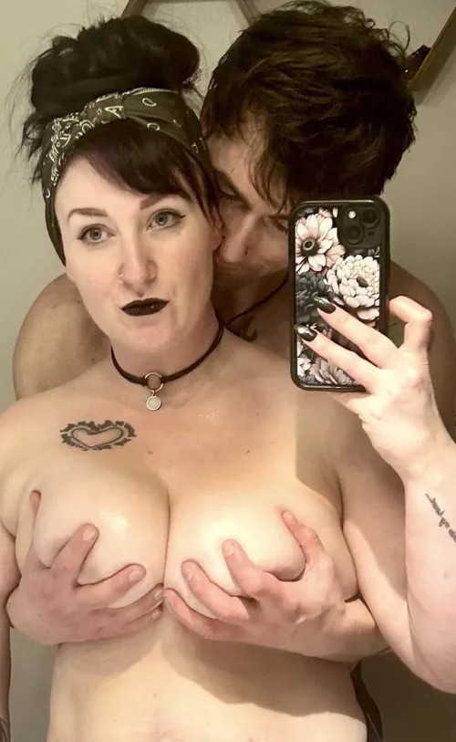 Who needs a bra when you have a big strong man 