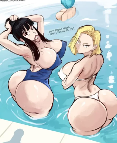 Adoring Chichi and Android 18  (Arachnart)