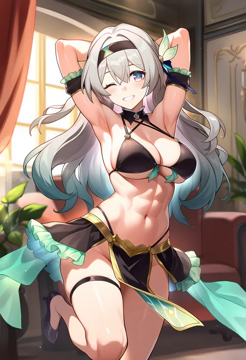 Belly dancing babe with killer abs