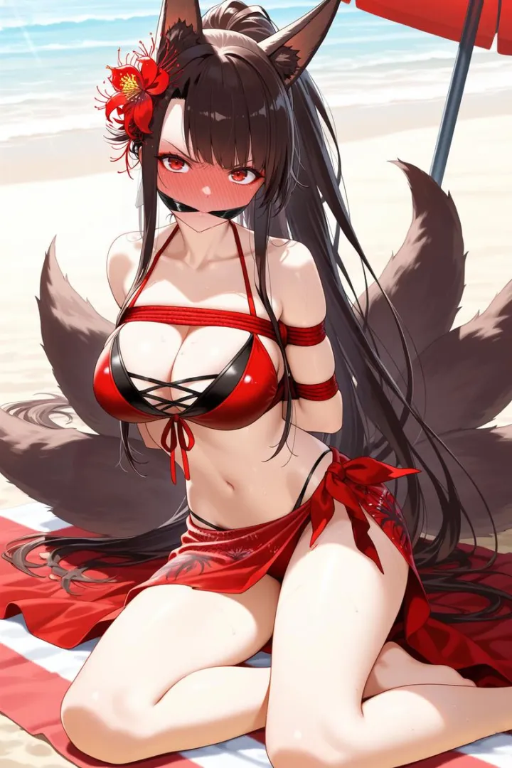 Kidnapping Akagi for a date at the beach