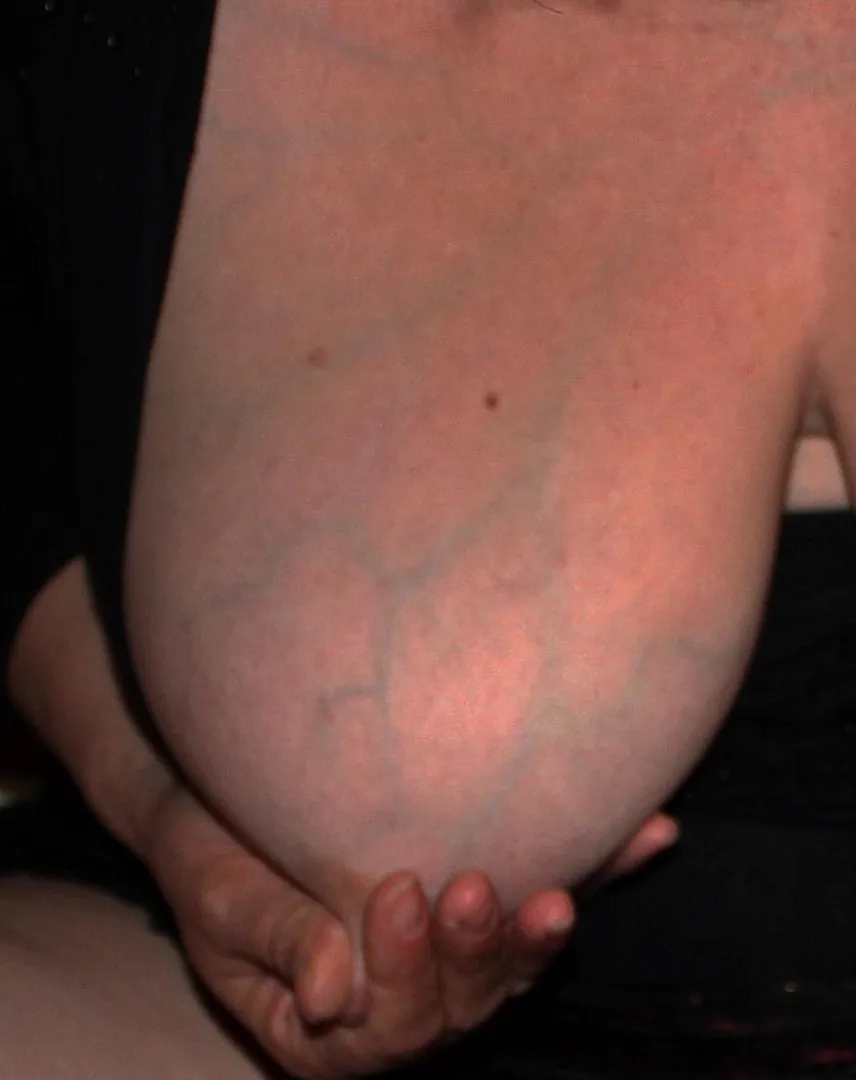 Veiny tit pull.