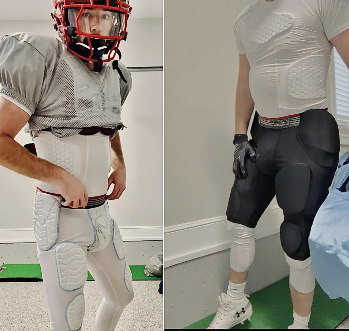 White Padded Girdle Packed under top layer black football pants ️… ‍