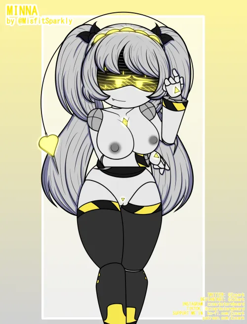 YCH Commission: Minna by  @MisfitSparkly / I've never seen a girl with 2 twintails (4 tails) before, pretty unique! Very few commissions remain to be done, stay tuned!