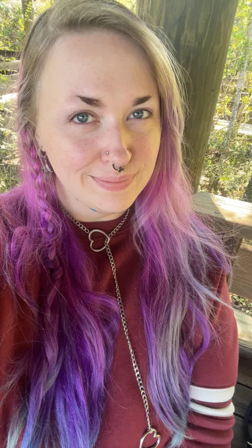 Bare faced, messy hair, and spending time in nature