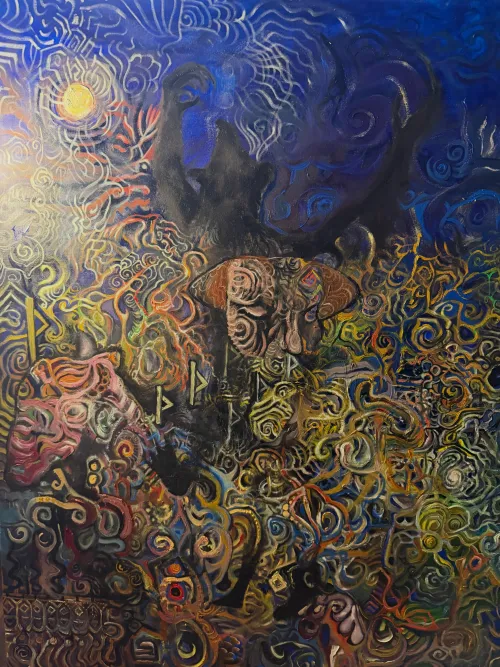 Recent commission “Chaos Cowboy” oil on canvas