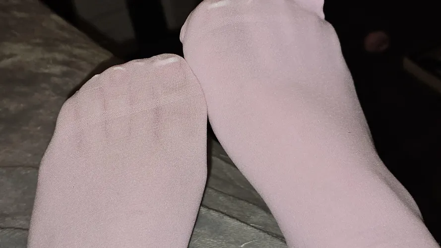 Sheer nylon socks over my perfectly manicured toes, making you weak yet?