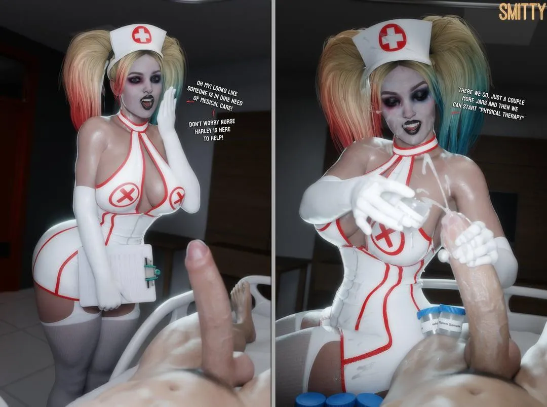 [Futa4F] After Batgirl gets injured and sent to the hospital, Harley sneaks in as a nurse to show how “sorry” she is