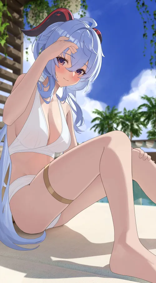 Ganyu in white bikini (十文字 / jumozi11)