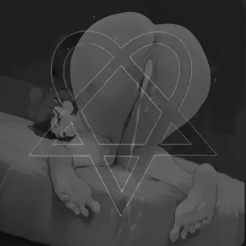 Mono: 1girl, short hair, from behind, bed, cum in pussy, cum dripping, doggystyle, edited, bent over