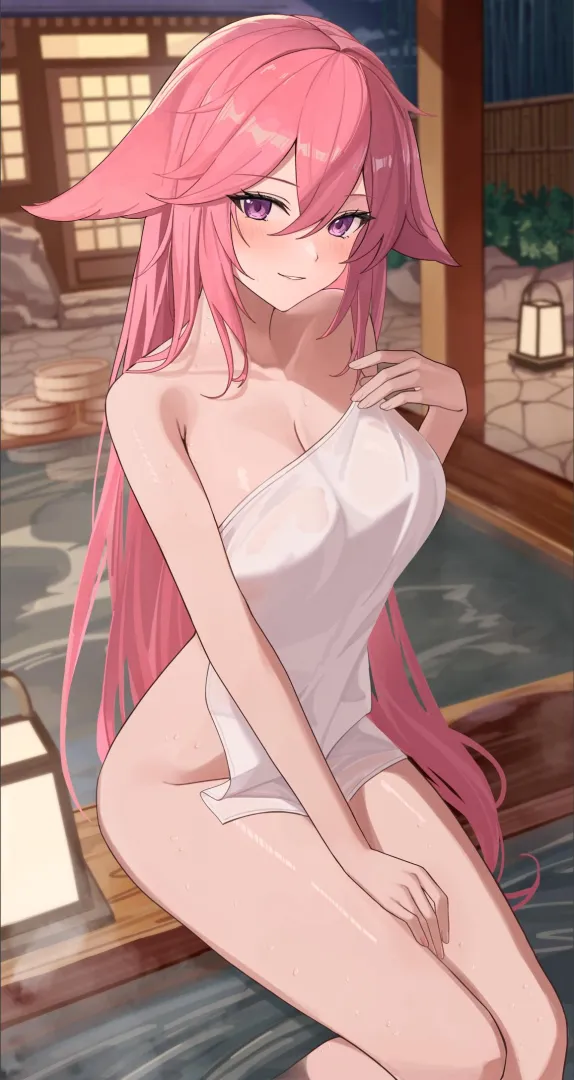 Yae soaking her legs (十文字 / jumozi11)