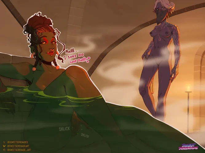 [Thaisha] and [Vaelus] in the baths, Part 1 (@SweetSerenade_Art)